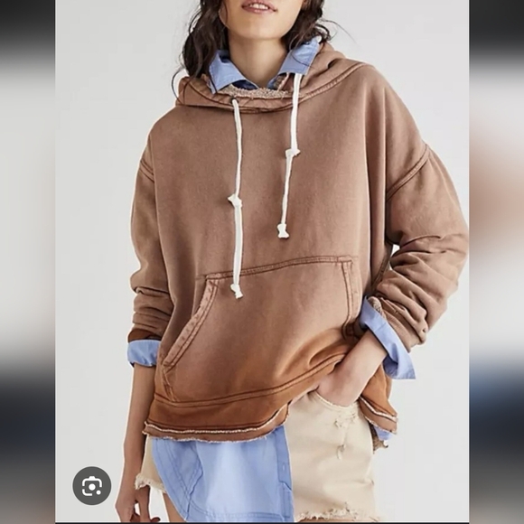 Free People Tops - Free People NWOT Zuma Brown Hoodie L